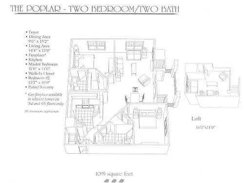 Floor plan Poplar With Fireplace & Loft