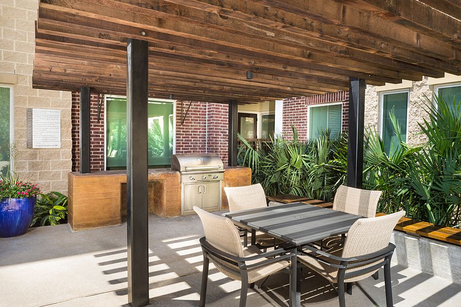 Outdoor grilling and dining areas