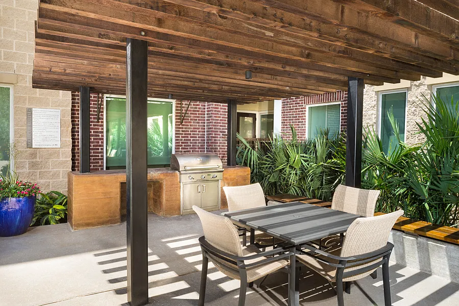 Outdoor grilling and dining areas
