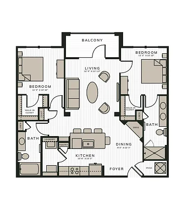 Floor plan The Jersey | 2 Bed | 2 Bath