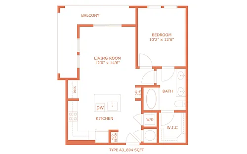Floor plan 1 Bedroom 1 Bathroom