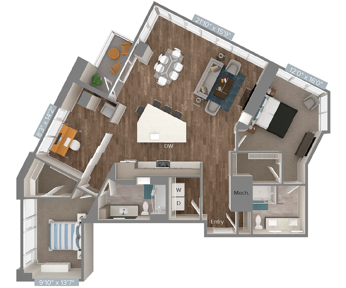 Floor plan B11D-1514sf-U