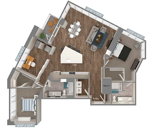 Floor plan B11D-1514sf-U
