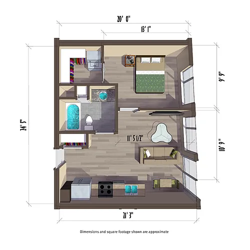 Floor plan 1BR/1BA - F