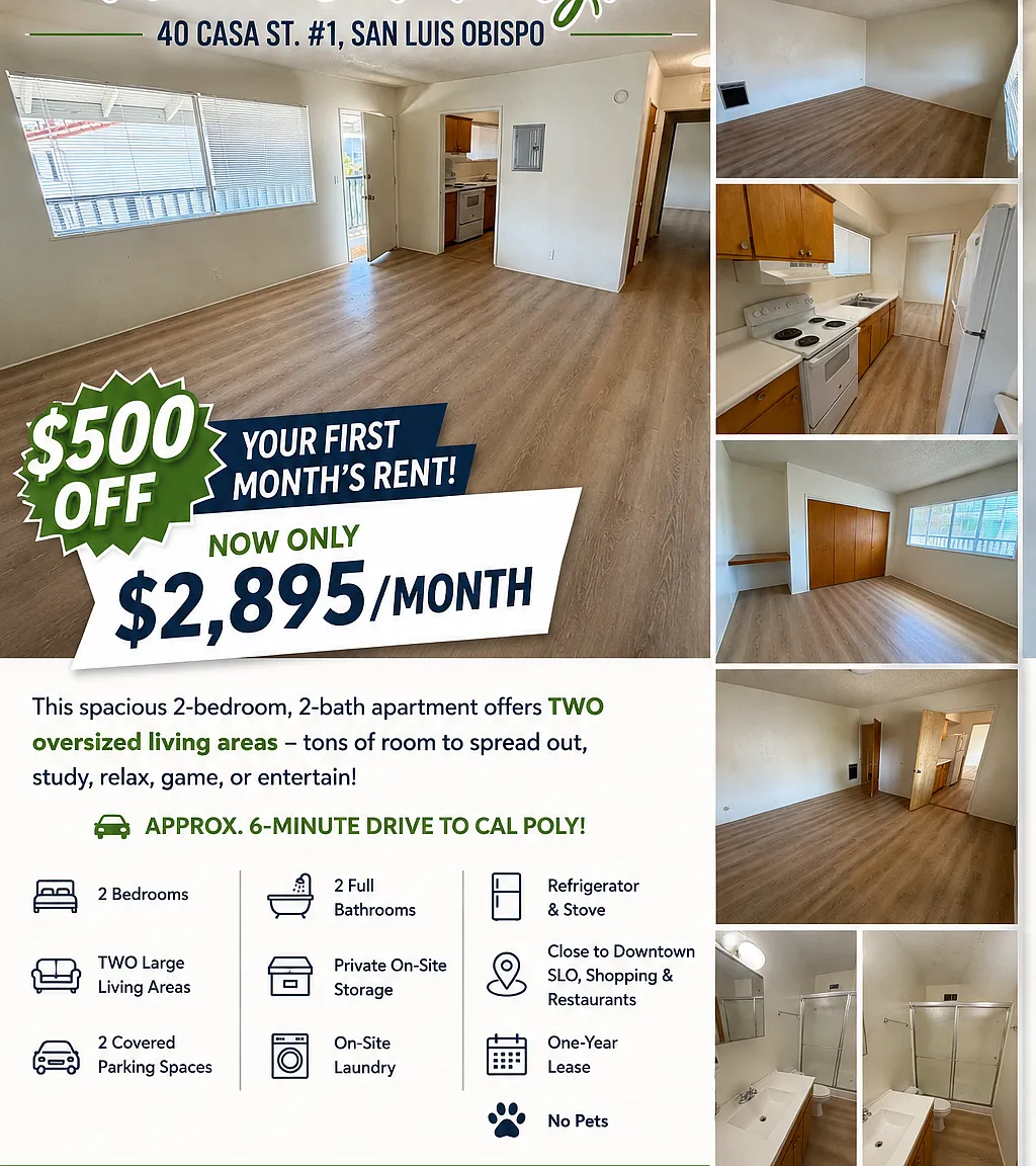 2 bed, 950 sqft, $2,895 — Photo 1
