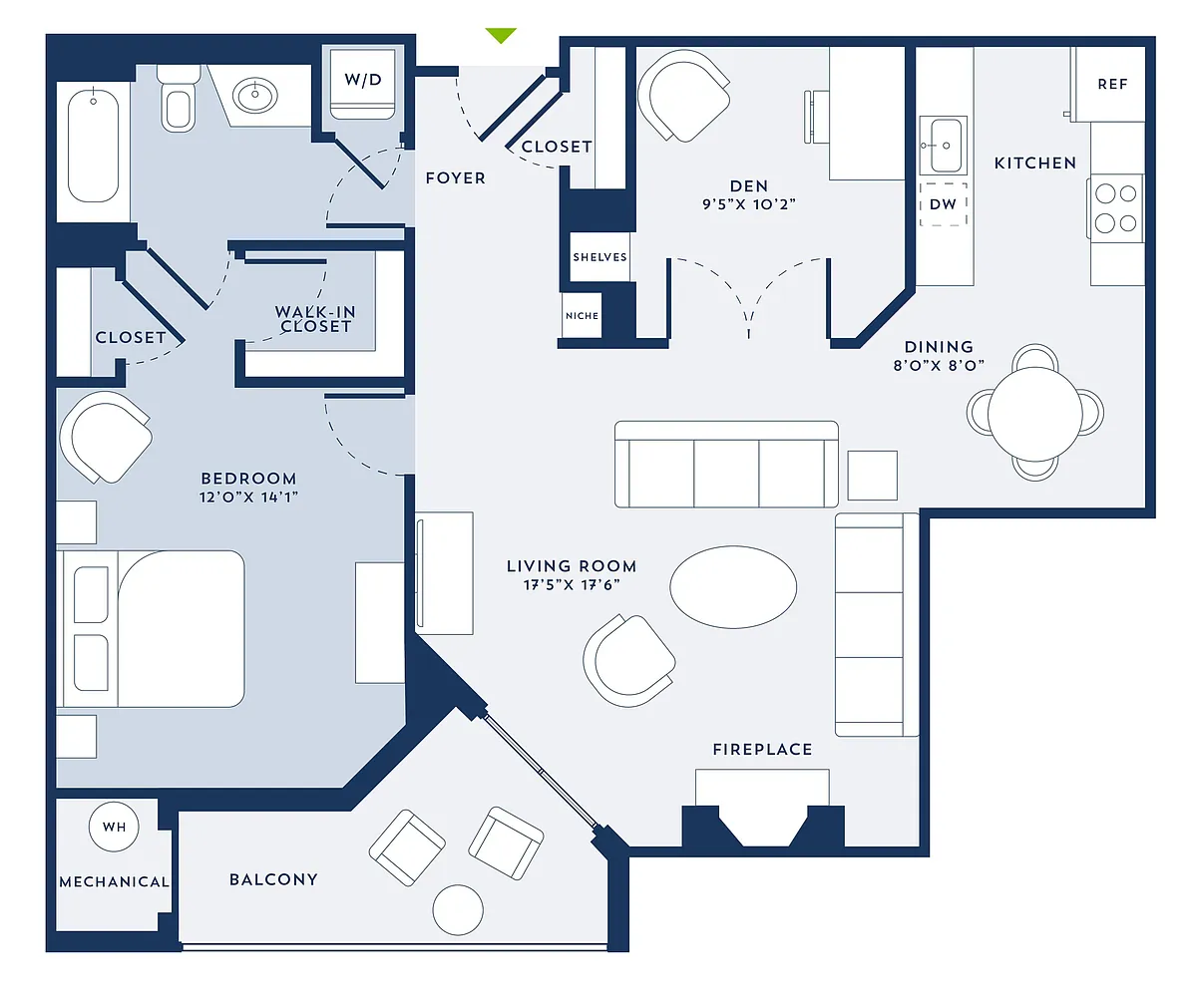 Floor plan 1 Bed/1 Bath-Den-C4A