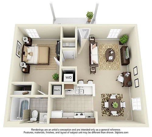 Floor plan One Bedroom One Bath