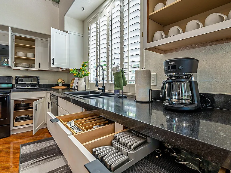 Fully stocked kitchen and house. Just bring your suitcase