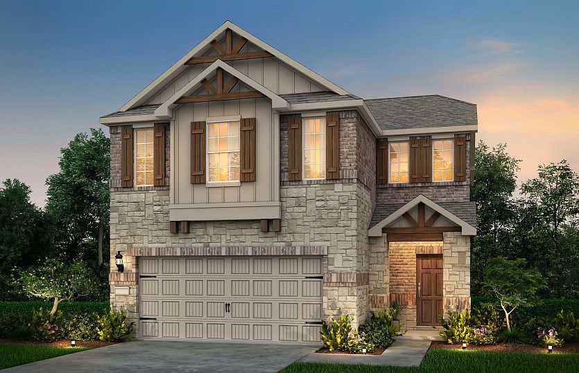 The Sienna, a two-story home with 2-car garage, shown with Home Exterior U