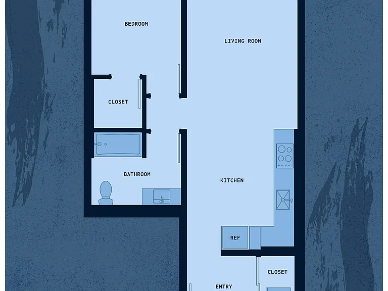 One-Bedroom A 2D Floor Plan Rendering One-Bedroom A 2D Floor Plan Rendering