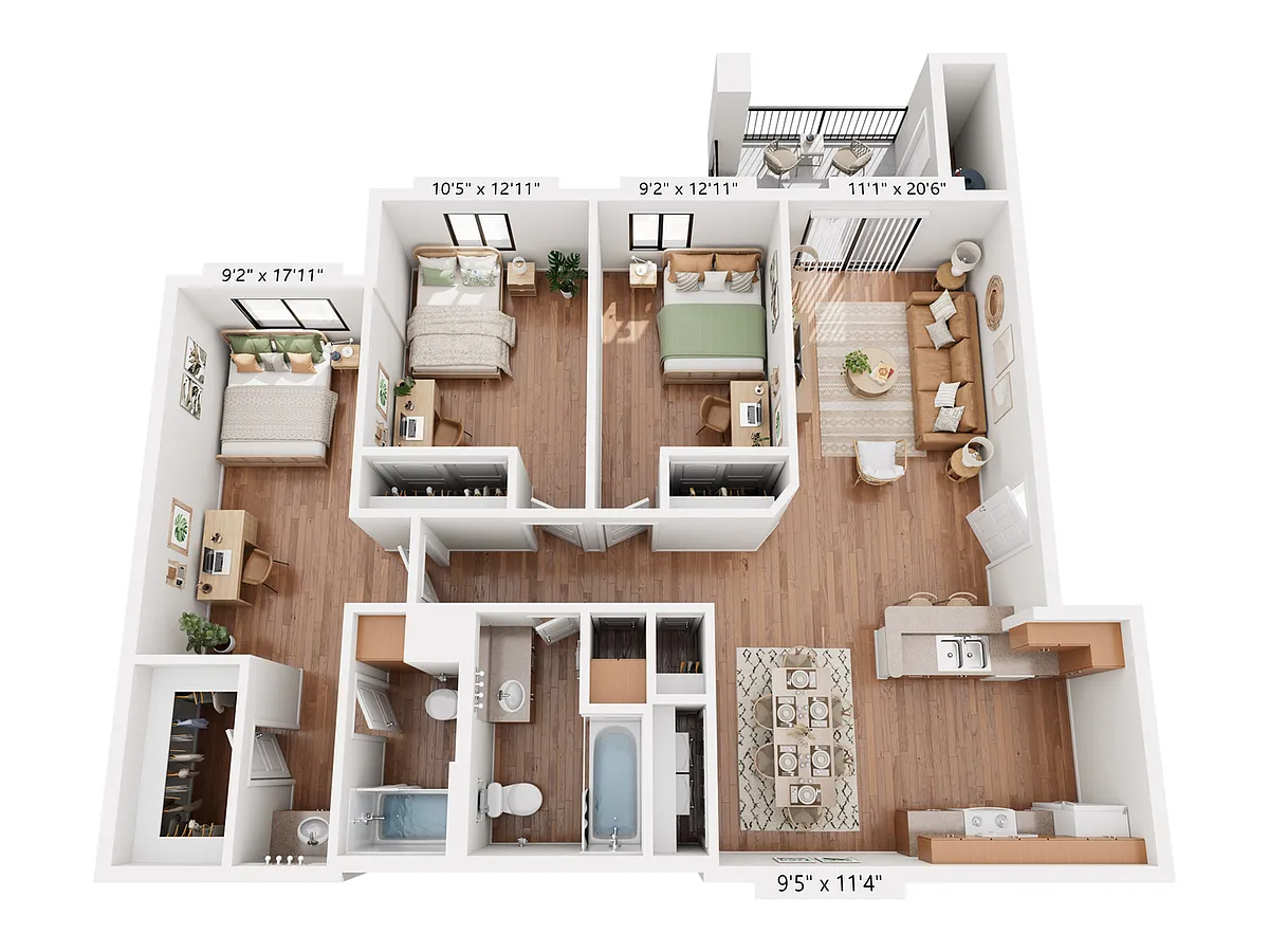 Floor plan 3BR/2BA