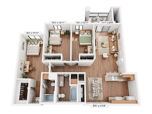 Floor plan 3BR/2BA