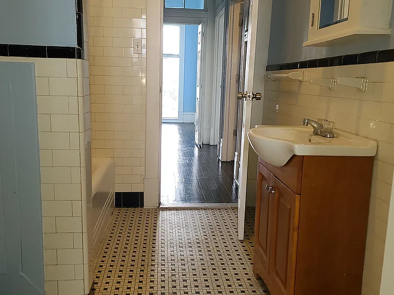 Bathroom with newly coated tub.