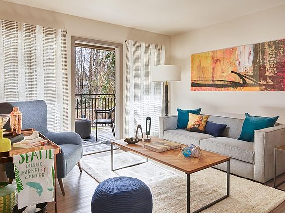 Large living room with wood-style flooring Griffis North Creek