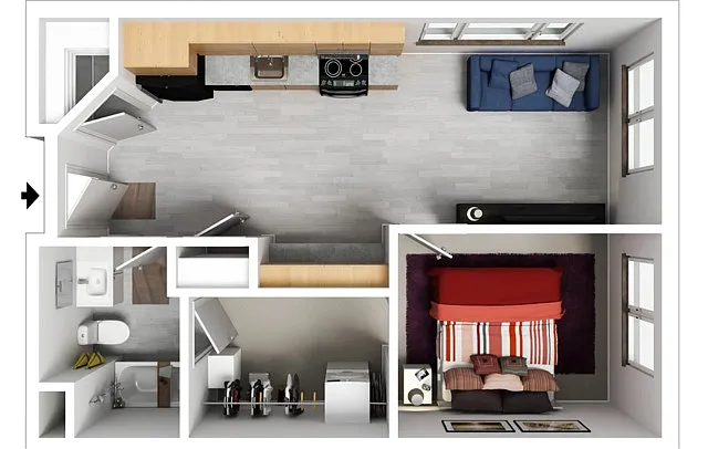 Floor plan Grand 1 Bed - Garage Parking