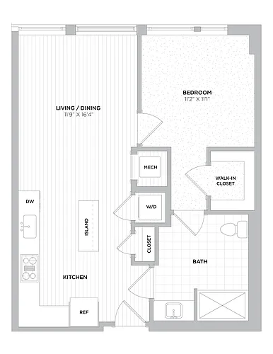 Floor plan 1 Bed/1 Bath-A5A