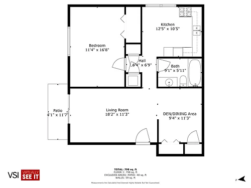 Floor plan Maple - 1Bed/1Bath+Den