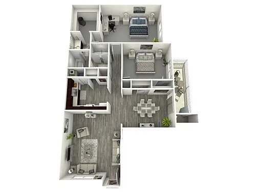 Floor plan 2 Bed, 1 Bath B