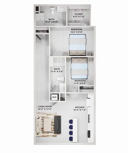 Floor plan 2 bedroom 2 bath