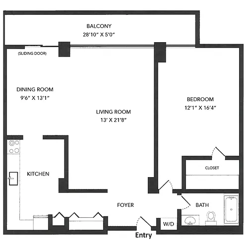 Floor plan 1 Bed, 1 Bath 963 SF 11A