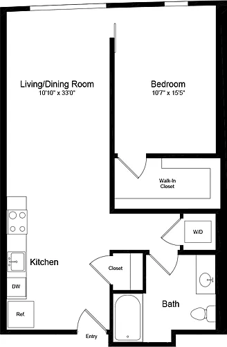 Floor plan 1 Bedroom G