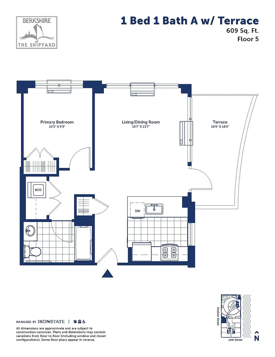 Floor plan 1 Bed 1 Bath A w/ Terrace