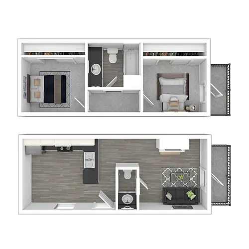 Floor plan 2 Bedroom Townhome
