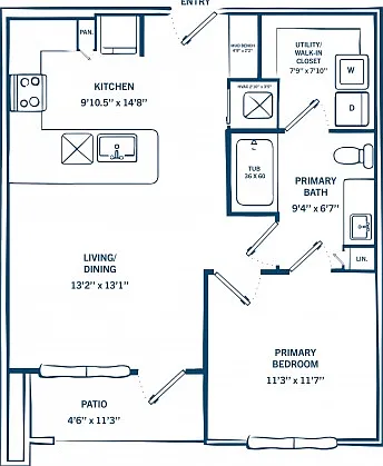 A1C | 1 bed 1 bath | 698 sq ft A1C | 1 bed 1 bath | 698 sq ft