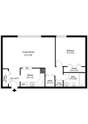 Floor plan 1 Bedroom Jr