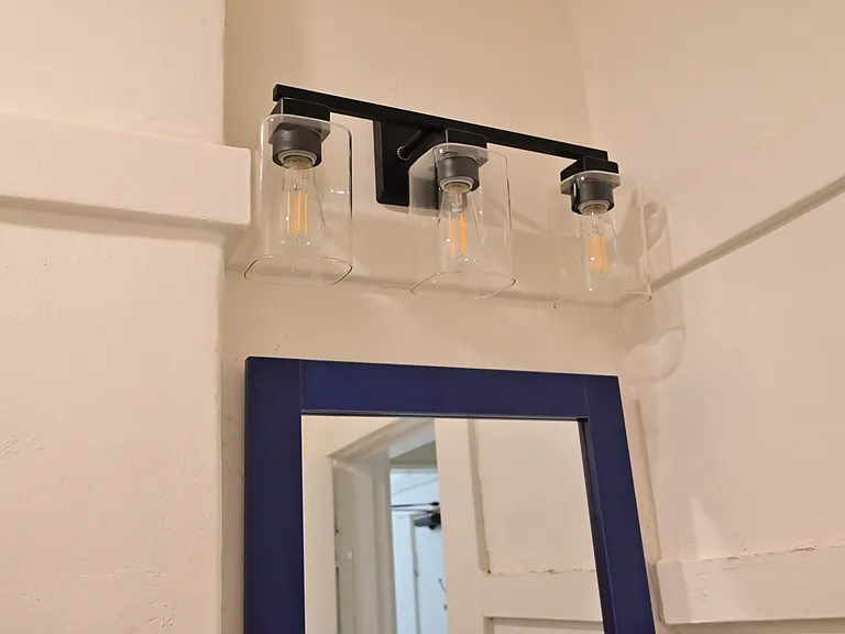 brand new vanity cabinet + mirror + vanity light