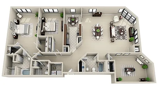 Floor plan 3 Bed 3 Bath (FS 3)