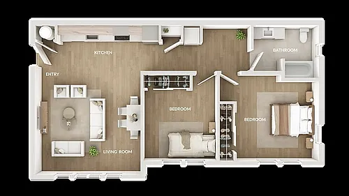 Floor plan 2-Bed 1-Bath
