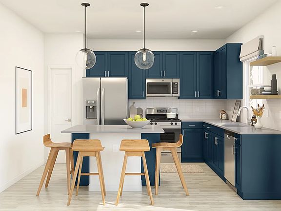 Kitchen with pendant lighting