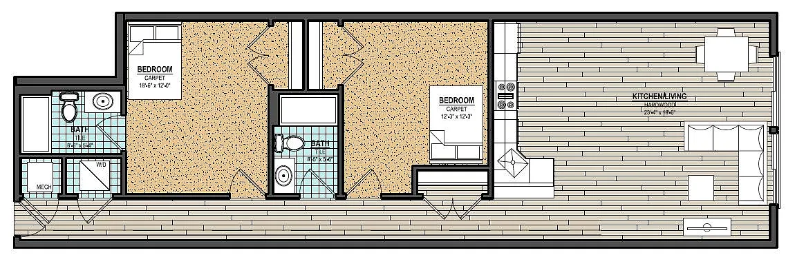 Floor plan Blockley I - 2 Bed 1 Bath