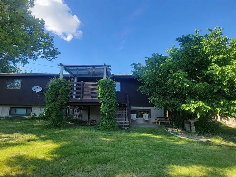 Backyard, looking at rear patio