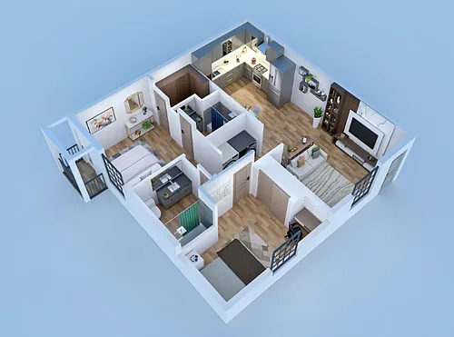 Floor plan 2 bedroom 2 bath standard with Balcony