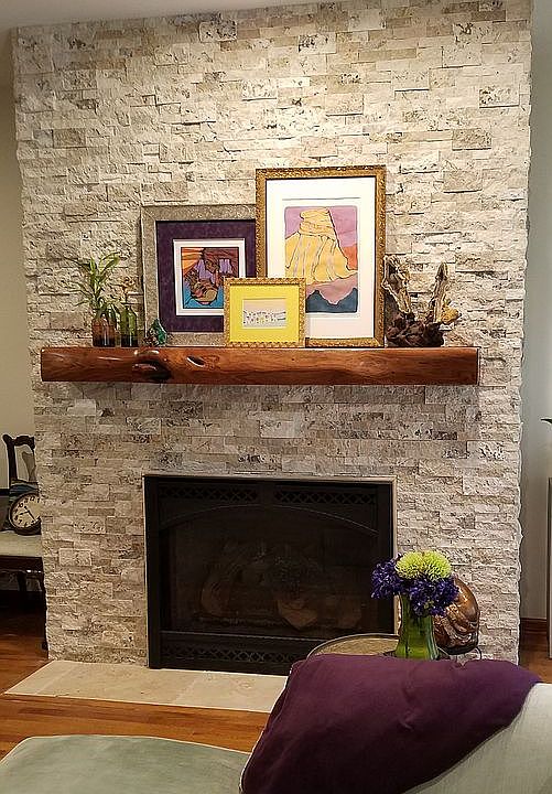 Downstairs gas fireplace