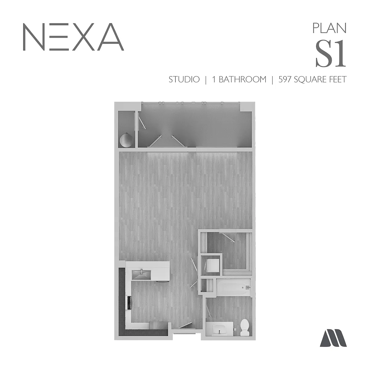 Floor plan 0 Bed/1 Bath