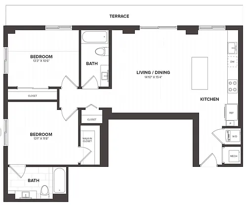 Floor plan 2 Bed/2 Bath-B5