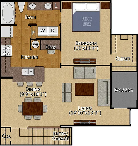 Floor plan 1x1 Floor 2 Garage