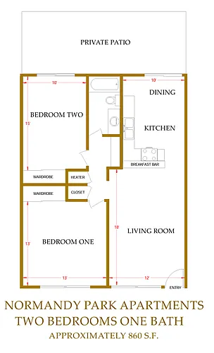 Floor plan 2 bed 1 bath