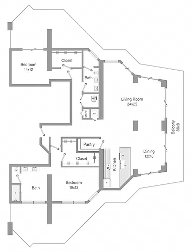 Floor plan B6 - 2BR 2BA (2254 SF)