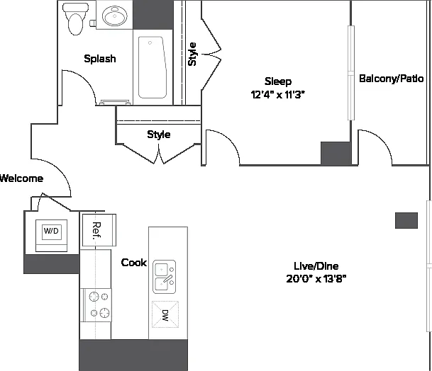A17T 1-Bedroom Floorplan A17T 1-Bedroom Floorplan