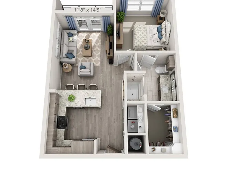 Floor plans are artist's rendering. All dimensions are approximate. Actual product and specifications may vary in dimension or detail. Not all features are available in every apartment. Prices and availability are subject to change. Floor plans are artist