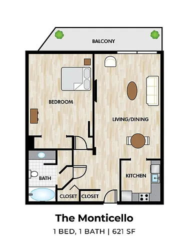 Floor plan 1 Bedroom 1 Bath