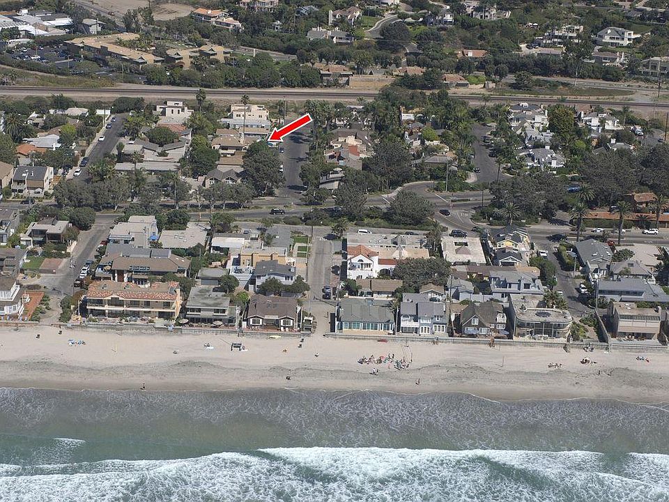 Beach, restaurant and Village of Del Mar close