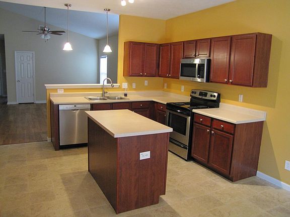 Kitchen with the new Microwave