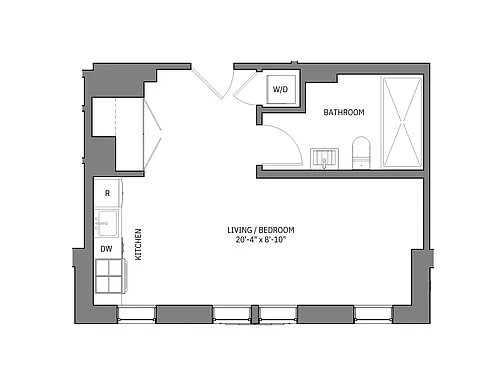 Floor plan Studio 1 Bath Frank