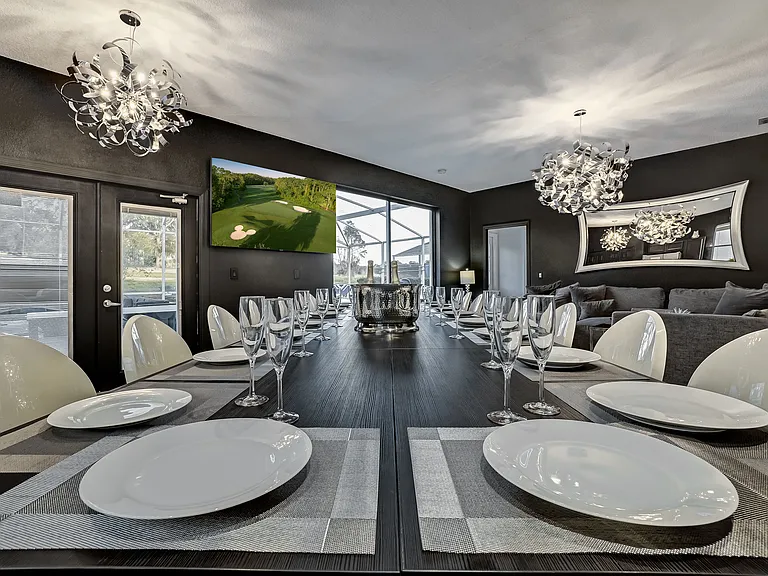 Indulge in exclusive private chef dinners in our Private Dining Room. Enjoy Philip Starck designed chairs for up to 20 persons inside and 24 persons outside, overlooking the private pool and golf course. Unwind with cocktails at the Fire Pit.