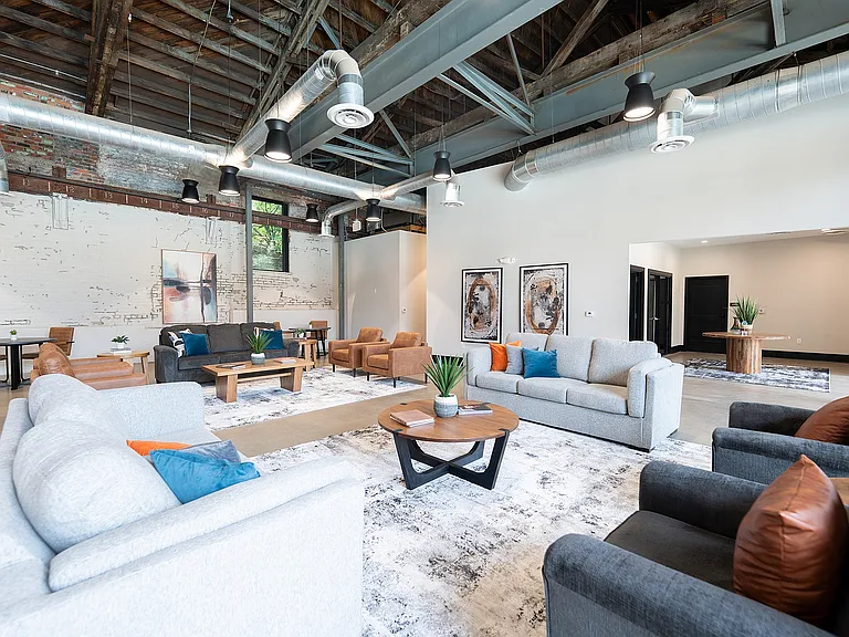 Spacious and stylish open-concept lounge area